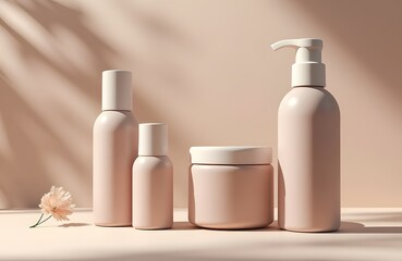 Luxury skincare packaging mockup neutral tones matte finish no text or branding