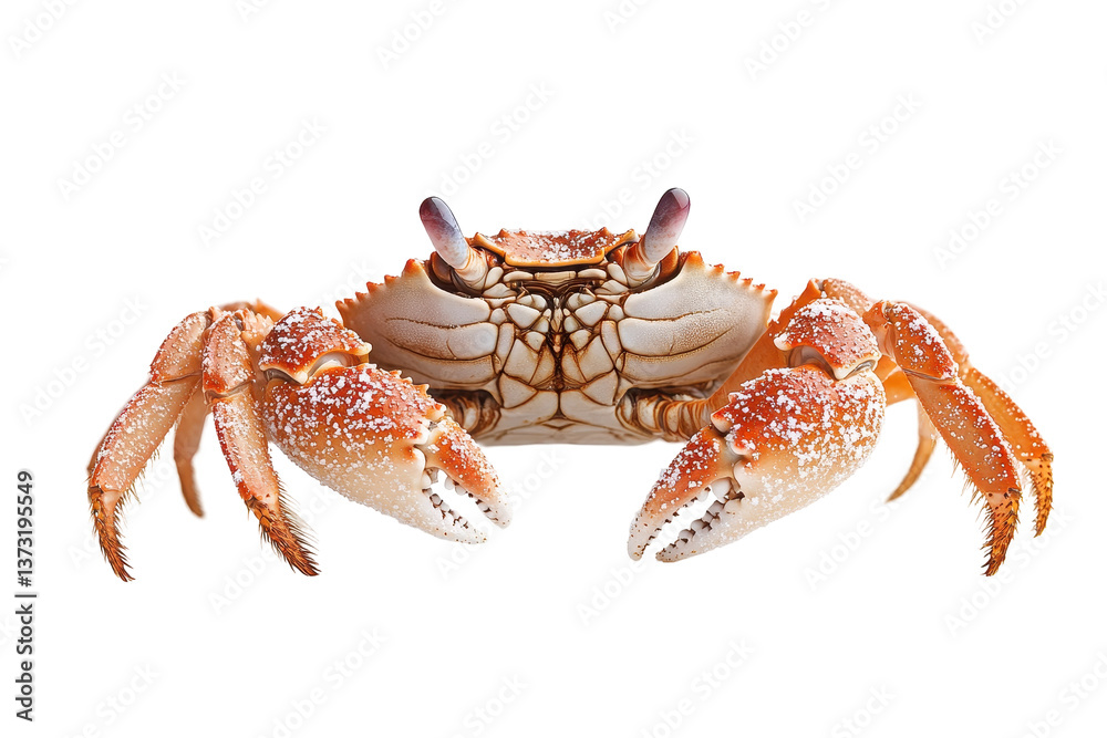 Poster Realistic transparent image of a detailed crab with textured claws and a natural color palette, perfect for marine life illustrations and ocean-themed designs
