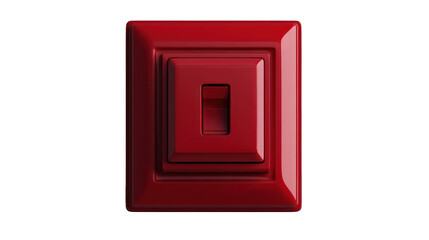 Red light switch with a minimalist design on a white background