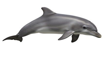 Obraz premium A graceful bottlenose dolphin leaping through the ocean, a powerful symbol of marine life against a clean white background.