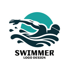 Swimmer Vector Logo Design