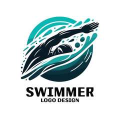 Swimmer Vector Logo Design