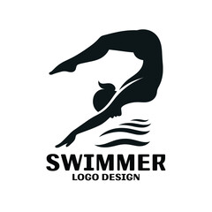 Swimmer Vector Logo Design