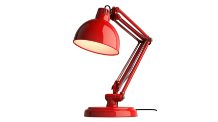 Red desk lamp on a white background