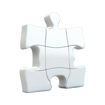 recommend clip art: Glossy white jigsaw puzzle piece on a transparent background, symbolizing problem solving, teamwork, and strategic thinking