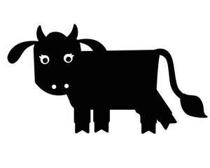 Small cow - black silhouette vector illustration for logo or pictogram. Bull - symbol 2021 - element for corporate identity.