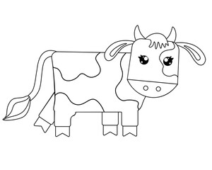 Bull - symbol 2021 - linear, stylized vector illustration for coloring. Calf - a cute picture for a children's coloring book. Outline.	