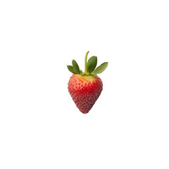 Fresh ripe strawberry with green leaves on a transparent background Closeup studio shot of a single strawberry, concept of healthy eating and summer fruit