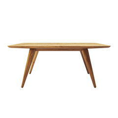 Fototapeta premium Minimalist wooden dining table with tapered legs on a transparent background Concept of furniture design, interior decor, and modern living