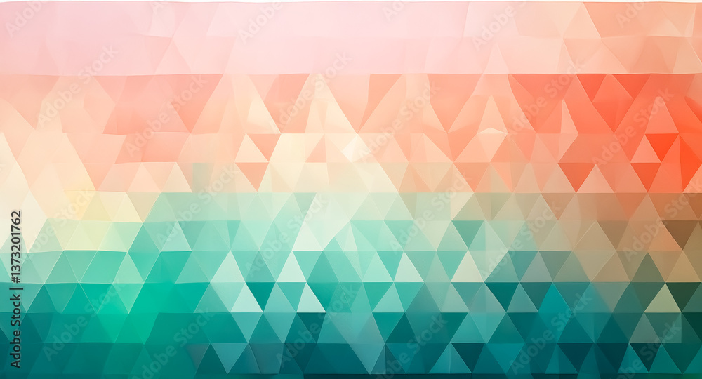 Poster geometric background featuring a vibrant gradient of triangular shapes. the colors transition smooth