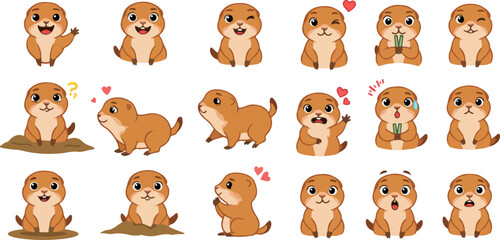set of funny Prairie Dog
