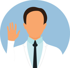Medicine professional doctor. Medical worker in hospital. Character constructor. Front view.  Illustration, vector, cartoon hand-drawn