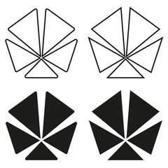 Star triangle icon. Black geometric shape. Symmetrical vector symbol. Sharp edge detail.