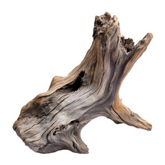 Weathered Driftwood Piece Natural Wood Texture Isolated Black Background,
