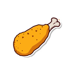 Vector Illustration of a Crispy Breaded Chicken Drumstick