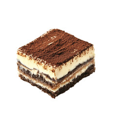 A Slice of Rich Tiramisu with Cocoa Dusting Isolated on Transparent Background
