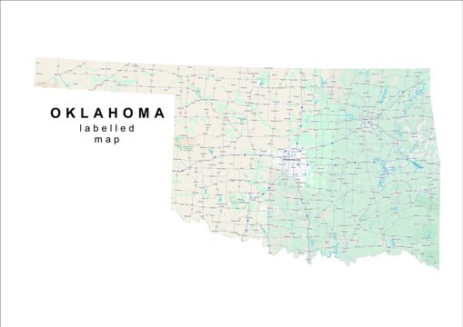 Oklahoma USA labelled map