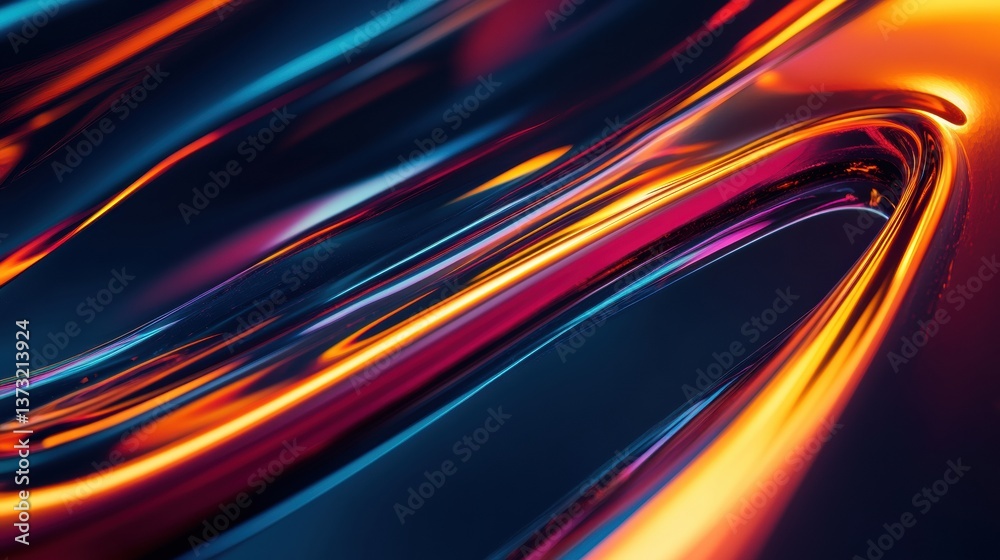 Poster vibrant swirls of iridescent gasoline on water showcasing a blend of neon colors and smooth gradient
