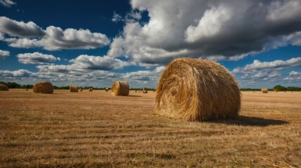 hay bales in the field