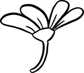 Cute Flower with Stem Doodle Outline