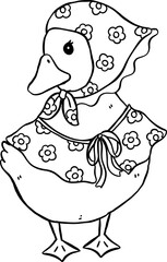 Cute Duck Cottagecore Aesthetic Cartoon Doodle Hand Draw