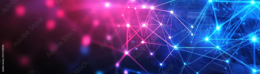 Poster Big data, network connectivity structure, data transfer Curved frame made of dynamic neon curved lines for technology concepts, user interface design, web design