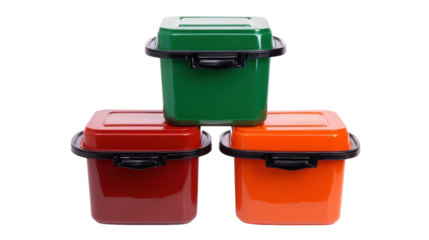 Colorful Square Food Storage Containers in Red, Green, and Orange