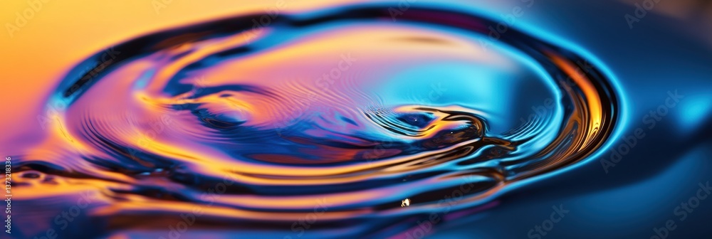 Poster close-up view of iridescent gasoline swirls on water showcasing vibrant neon colors and smooth gradi