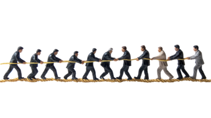 Teamwork and Collaboration Symbolized by People Pulling a Rope