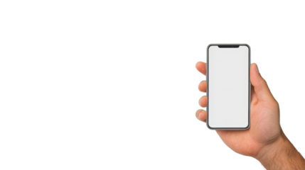 Hand Holding a Smartphone with Blank Screen for Mockup Display