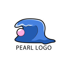 Blue wave logo with a pink pearl