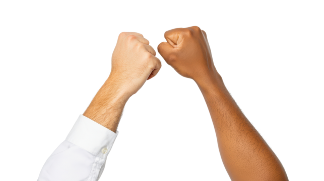 Diverse Hands Performing Fist Bump as Sign of Unity and Friendship - Powered by Adobe