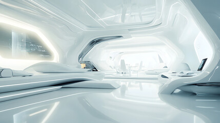 Futuristic living space design modern interior digital environment sleek aesthetics minimalist viewpoint