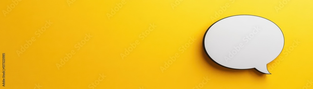 Poster blank bubble talk or comment sign symbol on yellow background 3d render