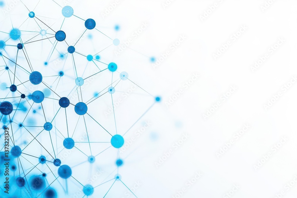 Poster Blue network Abstract connection on white background Network technology background with dots and lines for desktop Ai background Modern abstract concept Line background