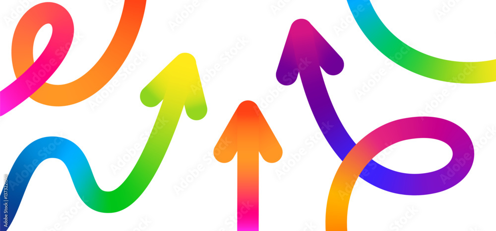 Poster Growth Line Arrows Abstract Concept. Vector Business Illustration. Business Background About Success and Path Up. 3D Linear Arrows with Direction.
