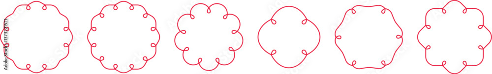 Poster scallop wavy border frame. vector cute line wave edge frames. doodle retro squiggle decorative edges