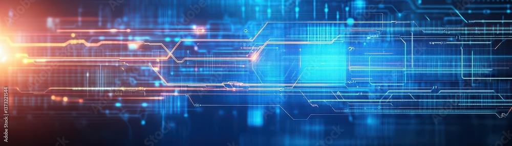 Poster Blue technology background with abstract digital tech elements