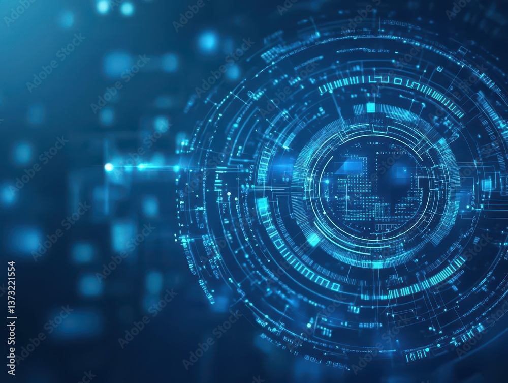 Poster Blue technology background and abstract digital tech circlecopy space