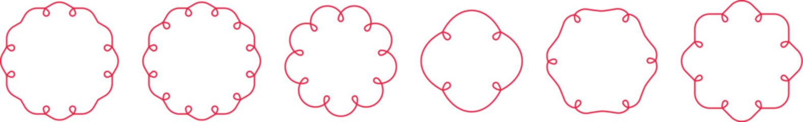 Scallop Wavy Border Frame. Vector Cute Line Wave Edge Frames. Doodle Retro Squiggle Decorative Edges.