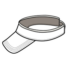 33001_VISOR CAD Flat Sketch. Headwear Flar Sketch. Vector template ai file 
