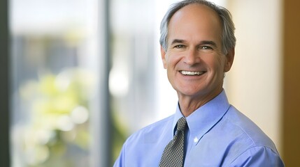 A confident businessman exudes satisfaction, embodying success and professionalism