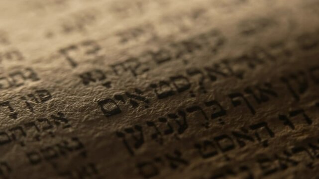 Hebrew Bible. Exploring rare religious sacred jewish heritage scriptures. Revered handwriting text in macro. Holy pages, old Torah book.