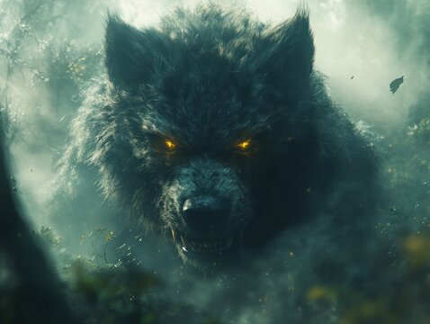 Daeodon Mythical Beast in Enchanted Forest Wild Boar Relative Prehistoric Creature