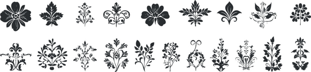 Elegant floral silhouettes vector pattern for decorative design and ornamentation.