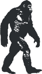 Fototapeta premium Sasquatch silhouette vector for mythical creature designs and mysterious themes.