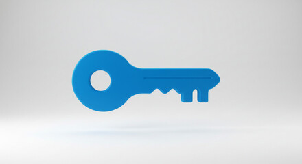 A vibrant blue key, symbolizing access, opportunity, and unlocking potential, rendered in a clean, minimalist style against a bright white background.