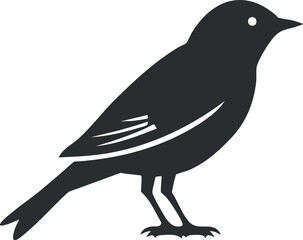 Fototapeta premium Simple black bird silhouette vector illustration for design and decoration purposes.