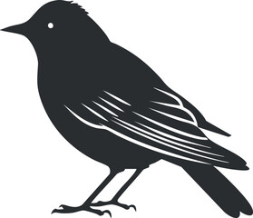 Obraz premium Black bird silhouette vector illustration for design and artistic projects.
