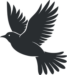 Obraz premium Black silhouette of a flying bird for nature and design projects.
